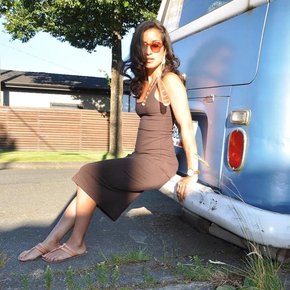 Downtown Betty Soft Goods stretch cotton/Lycra dress in denim blue Size S - Picture 3 of 8